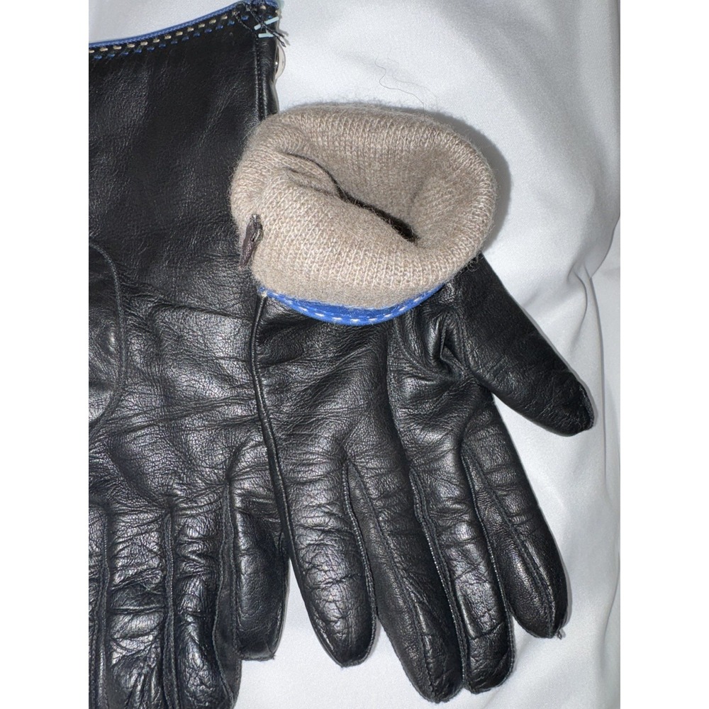 VintageWomen's Coach Black 100% Leather Gloves ,Size 8 -Lined 100% Cashmere - Picture 6 of 15